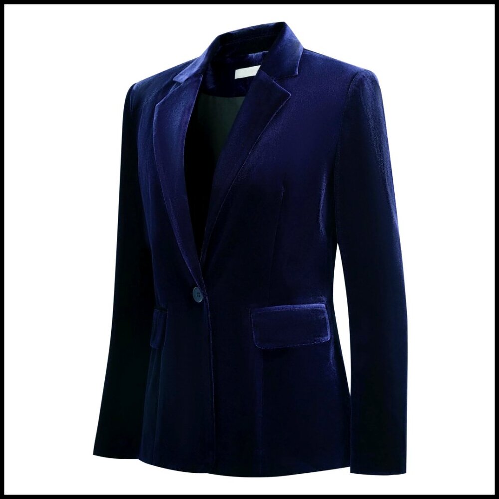 Velvet Blazer Slim Fit 1 Button Lapel Office Dress Coat Women's